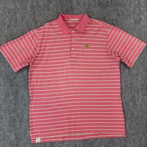 Peter Millar Polo Shirt Mens XL Pink Green Stripe Crown Sport May River Golf